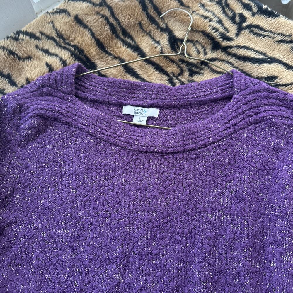 Croft And Barrow Women's Size Large Purple Sparkly Long Sleeve Sweater - Picture 5 of 8